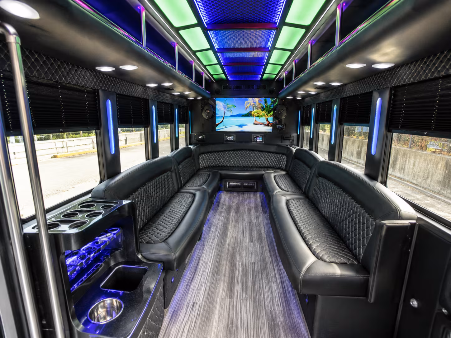 mount pleasant 18 passenger party bus inside
