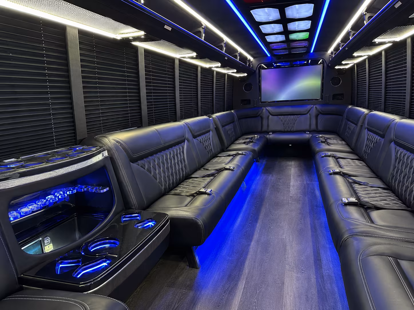 mount pleasant 20 passenger party bus inside