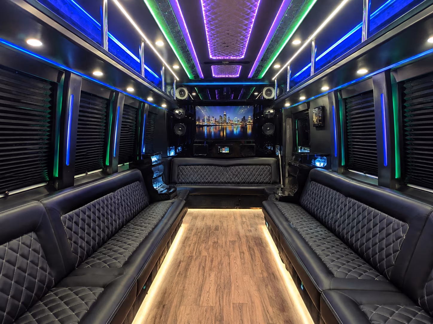mount pleasant 25 passenger party bus interior