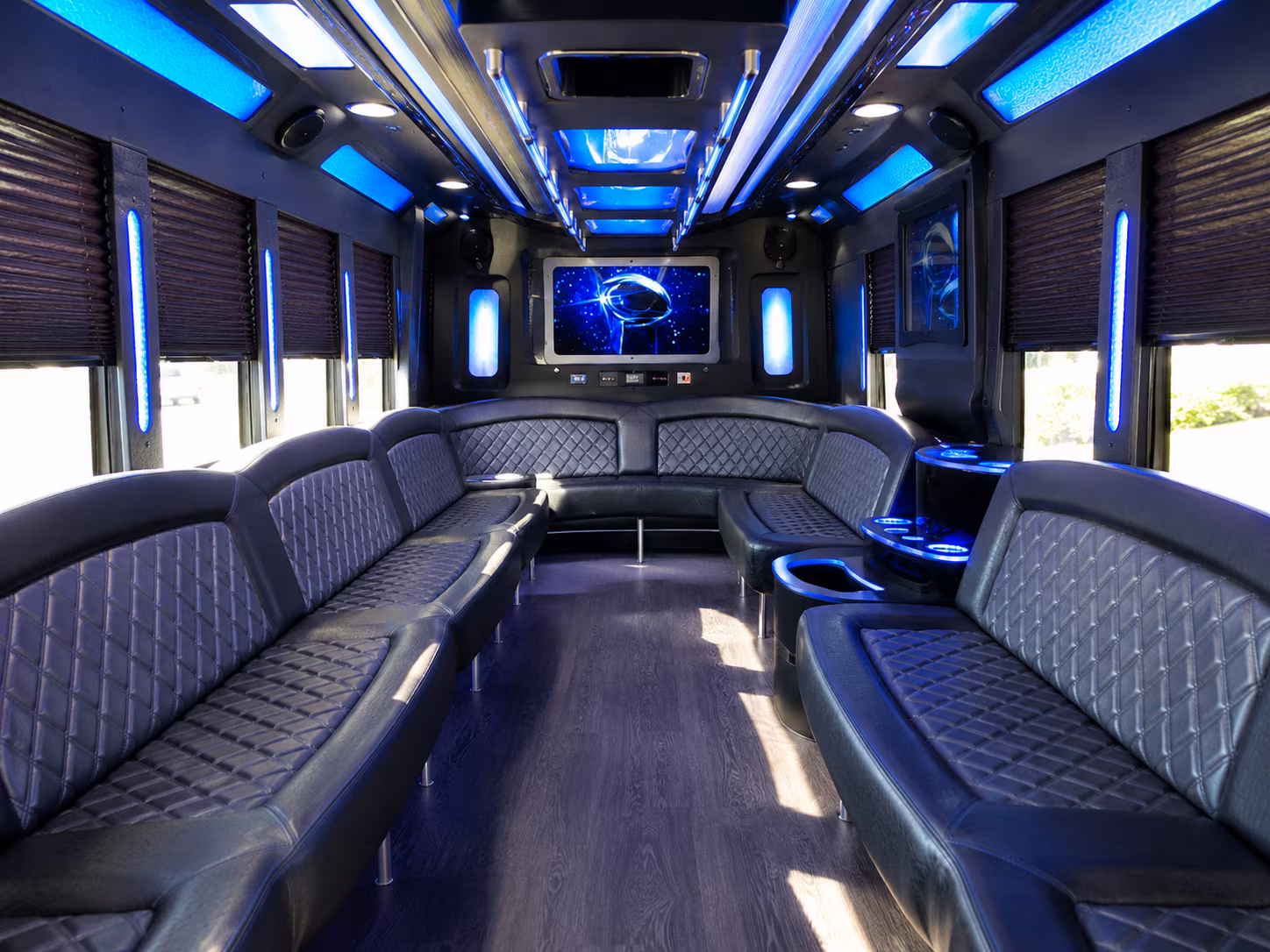 mount pleasant 28 passenger party bus inside